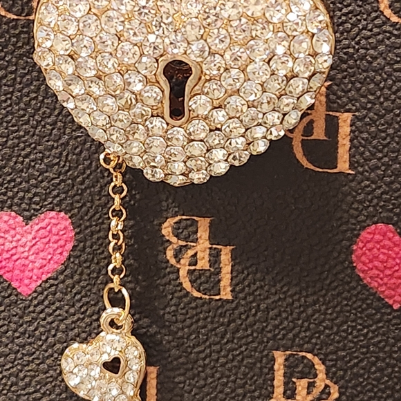 Heart Lock And Key Rhinestone Bag Charm/Key Chain - Picture 2 of 2